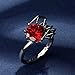 Jeulia Round Cut Silver Ring: Sterling Silver Hug Me Black Spider Gothic Ring Band Fashion Anniversary Promise Engagement Wedding Halloween Ring Set for Her with Gift Jewelry Box (Spider-Red, 7.5)