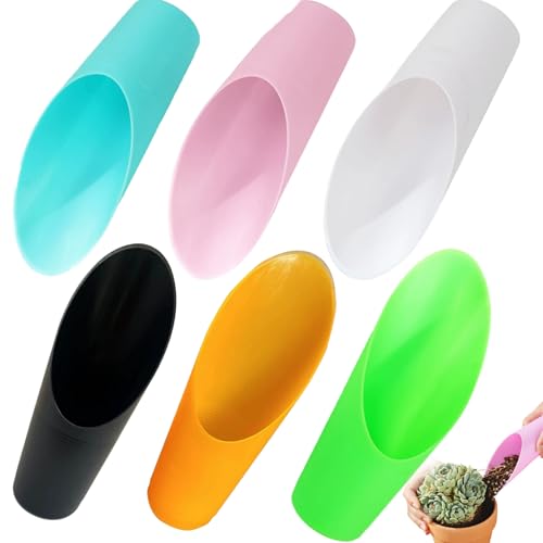SOLD SCOP, 6 PCE Bonsai Soil Scoop 3x6.5 pulgadas 6 color de plástico de plástico herramientas de jardinería resistentes y lisas para plantas de interior, suculento en macetas, para plantas de interi