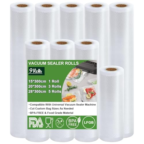 Omtofo vacuümzak 9 rollen vacuümfolie, vacuümzakken voor levensmiddelen