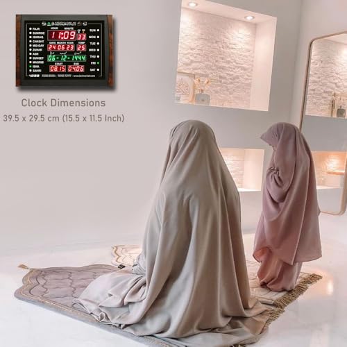 Image of BCI Electronics : Azan Time Calendar Clock with Hijri Date Month for Home (Special for Masturat Ladies Namaz Time Home Clock) with Bluetooth Size 39.5x29.5 cm