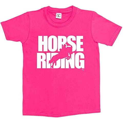 1Tee Girls Horse Riding T-Shirt Hot Pink Cover