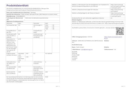 Samsung DV90DB8845GHU2 Wärmepumpentrockner DV8400D, 9 kg, EEK: A, AI Wäschetrockner mit Klartext-Display, AI Dry+, QuickDrive, SuperSpeed, Super Leise Programm, SmartThings-App, Weiß