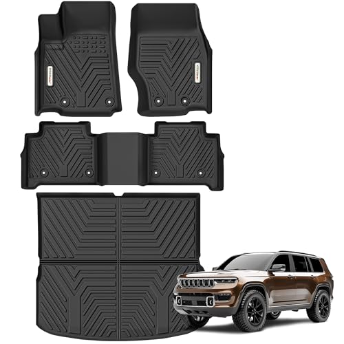 YITAMOTOR Floor Mats & Cargo Mats for Jeep Grand Cherokee 2022-2026 (Include 4xe NOT for L or WK) All Weather Custom Fit TPE Rubber Mat Rugged Cherokee Accessories Anti-Slip Floor Liners Set Black