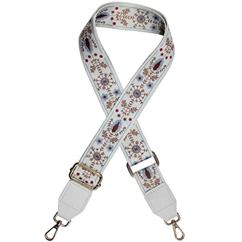 Image of Duwi Wide Purse Strap Jacquard Guitar Style Strap Multicolor Canvas Adjustable Crossbody Bag Strap(white, pattern)