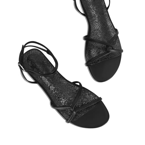 Image of SOVANYOU Strappy Sandals for Women Dressy Flat Sandals Open Toe Cute Summer Sandal with Cross Ankle Strap
