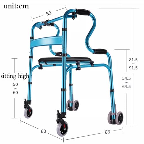 Walkers,Rolling Mobility Walking Aid Stand with Bath Board, Upright Walker Rollator Adjustable Height, Folding Walkers for Seniors Mobility Aid Walking Frame Daily Living Aids - Image 3