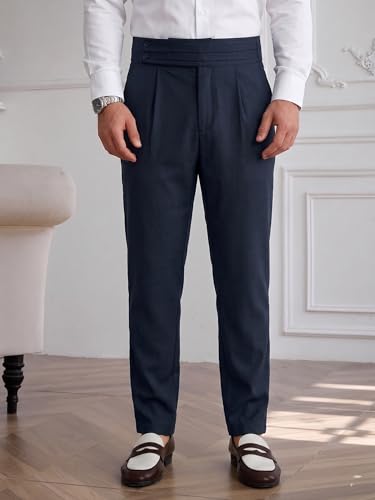 Image of TOPLOT Men's Cotton Casual Trouser | Elegant Pleated Front with Dual-Button Waistband | Comfortable Stretch Elasticity for Easy Movement | Tapered Ankle Finish | Casual & Office Wear (5277)