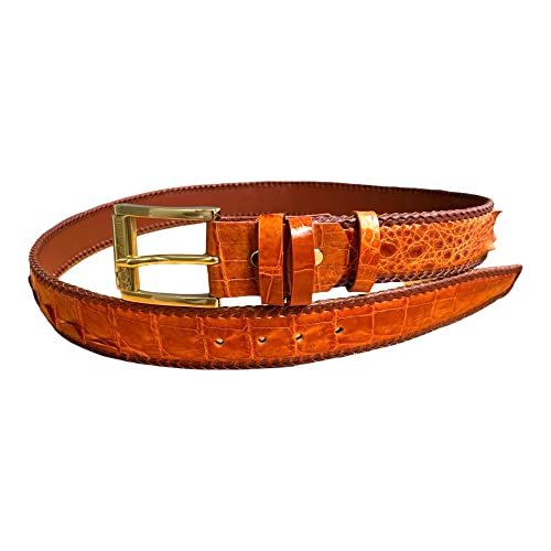 Genuine crocodile leather skin tan brown belt buckle for men, alligator leather Men's belt, gift for him