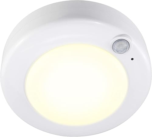 Luz con sensor de movimiento, luz de techo alimentada por batería, luz superior para interiores, sensor de movimiento inalámbrico, iluminación LED