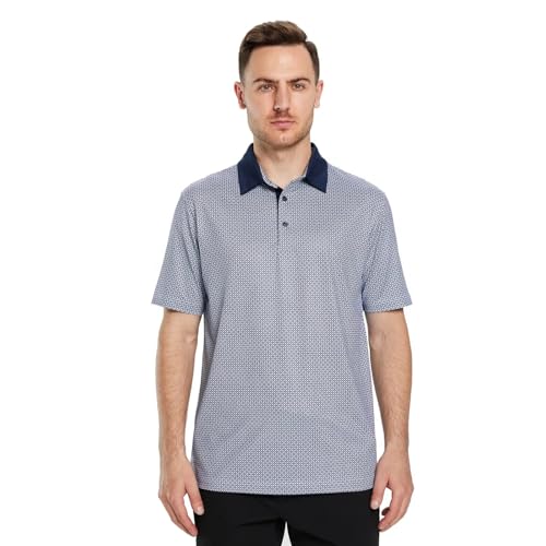 Image of Golf Shirts for Men Dry Fit Short Sleeve Print Performance Moisture Wicking Polo Shirt