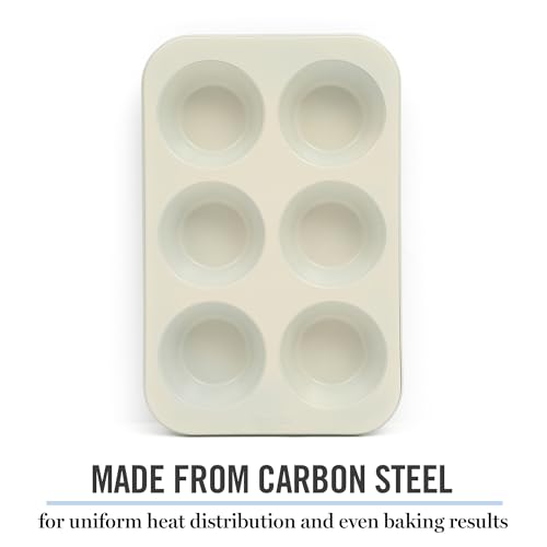 Image of Martha Stewart Gallen 6 Cup Nonstick Carbon Steel Muffin and Cupcake Pan - Teal Durable Bakeware for Muffins, Cupcakes & Mini Cakes