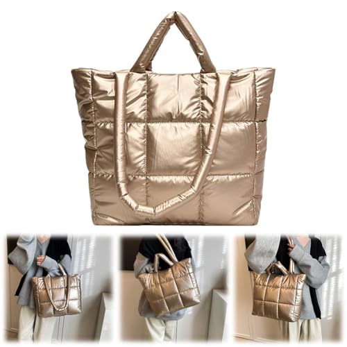 Puffer Tote Bag for Women Quilted Shoulder Bag Padding Satchel Purse with Zipper Handbag for Work Travel Gym Shop2