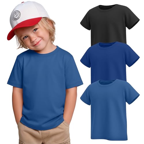 Image of Oakgarden 3 Pack Toddler Boys Crewneck T Shirts | 18M-5T, Short Sleeve Solid Tees, Soft Basic Tops, Baby Summer Clothes, Daycare, Preschool, Playdates, Daily Wear
