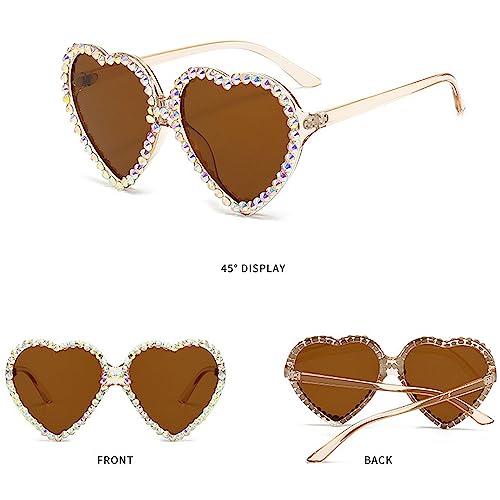 Cute Heart shaped Rhinestone Sunglasses Women Fashion Diamond bling party Sun Glasses Crystal Shades2