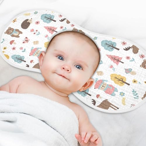 2 Pack Muslin Burp Cloths Deer Animals Cute Cotton Baby Burp Cloths Ultra Absorbent and Soft Spit Up Rags for Newborn Babies Boys Girls, Large 22" x 11"4