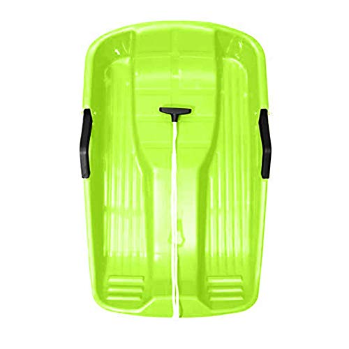 Fan-Ling Snow Sled Two-Rider Downhill Outdoor, High Performance Toboggan for Kids and Adults Durable Sledge Slider with Pull Rope for Winter Sledding (Green) - Thumbnail 5
