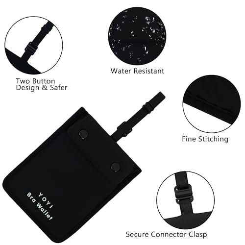 Image of YOYI YOYI RFID Blocking Bra Wallet,Travel Pouch,Secret Pocket - Credit Cards & Money & Valuables with Adjustable,Elastic Strap Suitable for All Bra Sizes Large