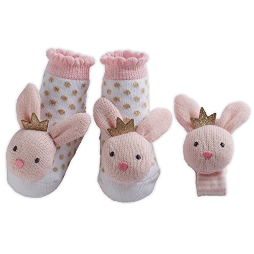 Mud Pie Bunny Wrist Rattle Sock Set, Pink