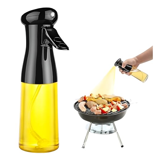 Misamo Enterprise Oil Sprayer for Cooking, 210ml Glass Olive Oil Mister, Salad Making Accessory (Cooking Oil Sprayers, Black)