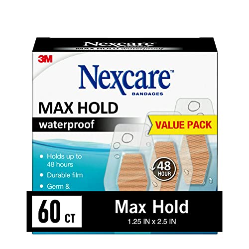 Nexcare Max Hold Waterproof Bandages, Stays On for 48 Hours, Flexible