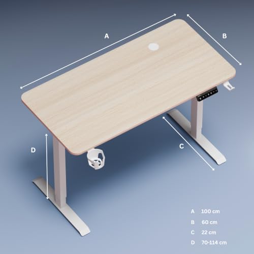 Image of Neurac Velocity Electric Height Adjustable Desk with one Piece Top | 80 Kg Weight Capacity | 5 Year Warranty | Sit-Stand Table | 3 Memory Preset (Ork, 60, Centimeters, 100, Centimeters)