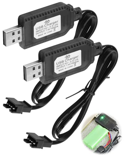 2 Pezzi 7.4V USB Cargador Cable RC Universal con Conector SM-4P Plug para 2S 7.4V LiPo Batería Compatible con Coche RC Barco Drone Aviones RC y otros juguetes de control remoto, indicador LED 2 Pezzi 7.4V USB Cargador Cable RC Universal con Conector SM-4P Plug para 2S 7.4V LiPo Batería Compatible con Coche RC Barco Drone Aviones RC y otros juguetes de control remoto, indicador LED