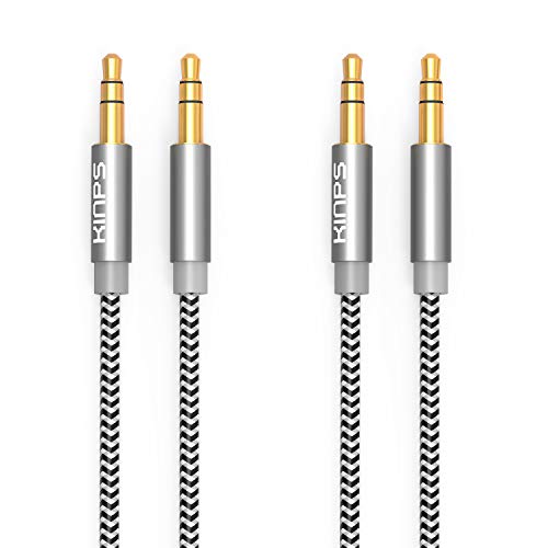 KINPS Audio Auxiliary Stereo Audio Cable 3.5mm Stereo Jack Male to Male, Stereo Jack Cord for Phones, Headphones, Speakers, Tablets, PCs, MP3 Players and More (10FT/3M, Gray-2 Pack)