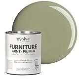 EVOLVE Chalk Paint for Furniture, (Soft Sage), 1-Pack Quart – No Sand or Primer Needed, UltraMatte Finish, Smooth Coverage, Low VOC, Easy to Distress for DIY Projects