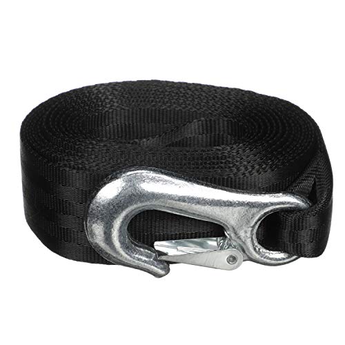 Attwood 11147-7 Trailer Winch Strap, Sewn-Loop End, 20 Feet Long, Rated for Winches Up to 2,000 Pounds, Forged Steel Snap Hook