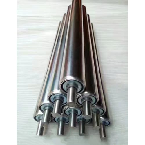 Conveyor Replacement Roller Set of 10, Non-Powered Stainless Steel Conveyor Roller, Conveyor Roller Diameter 25 38 50 60mm, Shaft Diameter 8mm/0.31in, Spring Pressed in Roller(Dia 1.3inch/32MM,L 500MM