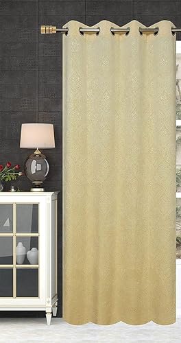 Image of Curtain 9 Feet Long for Living Room - Long Door & Window Curtain Set 1 Pcs Panel, Velvet Blackout & Stylish Parda for Home Decor & Office (48 Inch X 108 Inch) - 1 Pcs Cream Colour