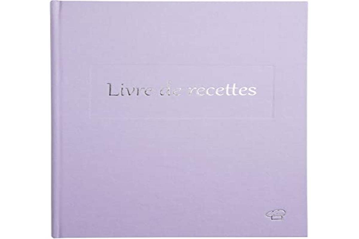 Livre de recettes Le Dauphin en toile lilas et lettres argent de haute qualite
