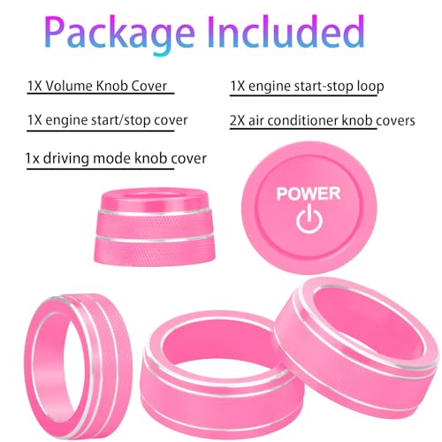 Image of for Toyota RAV4 /RAV4 Hybrid 2023 2024 2025 air Conditioning knob Cover, Start Button Cover Decorative Ring, Volume, Aluminum Alloy Decoration (RAV4 Hybrid, Pink)