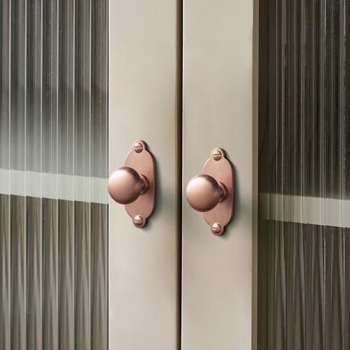 Image of Goo-Ki Brushed Copper Zinc Alloy Cabinet Large Knob with Backplate - Single Hole Center Cabinet Pull Hardware for Bedroom, Kitchen, 2 Pack(8611-G013)