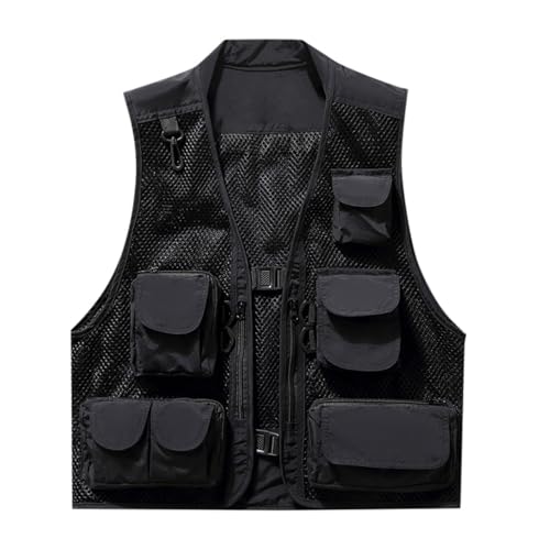 Generisch Chaleco de pesca para hombre al aire libre, chaleco de trabajo de verano con múltiples bolsillos, ligero, chaleco de caza, chaleco deportivo sin mangas, chaleco deportivo para exteriores