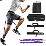Ueasy Vertical Jumping Trainer Jump Resistance Bands System Horizontal Leaping Fitness Basketball Volleyball Football Tennis Leg Agility Training (Purple-50 pounds)