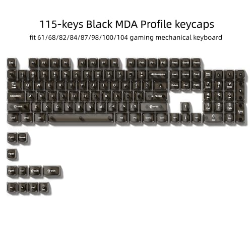 Image of dagaladoo Clear keycaps,Transparent Keyboard keycaps,Jelly Key caps Set,Shine Through keycap，MDA Profile Keyboard caps for Mx Switches Mechanical Keyboard(Black)