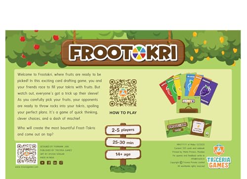 Image of Frootokri Card Game - Fun Family & Party Board Game for Kids, Teens & Adults | 2-5 Players | Quick to Learn in 3 Minutes | Travel Friendly