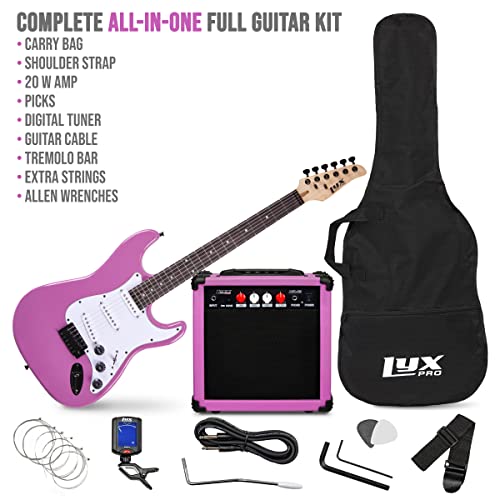 LyxPro 39 inch Electric Guitar Kit Bundle with 20w Amplifier, All Accessories, Digital Clip On