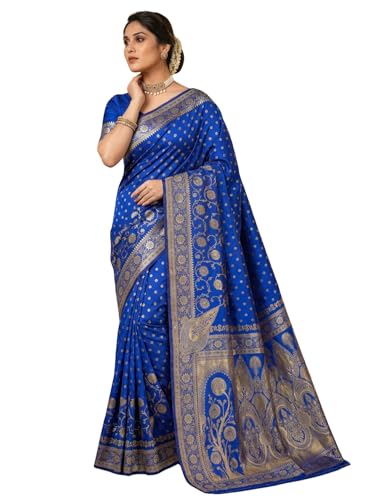 Image of C J Enterprise Women's Pure Soft Silk Saree With Blouse Piece For Wedding (Jiya)