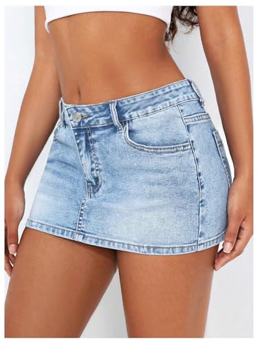 SOLY HUX Women's Summer Denim Skirt Casual Going Out Bodycon Mini Jean Skirts with Pockets4