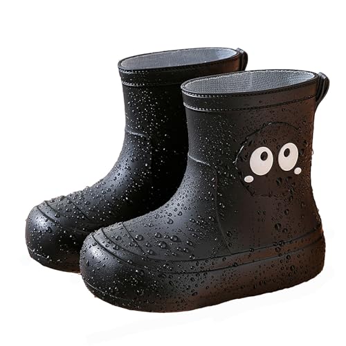 Botas De Lluvia para Niños con Elástica Y Texturizada Antideslizantes Ligeras Y Cómodas para Estudiantes De Primaria (Black 36 Middle Child)