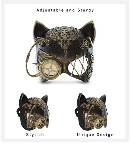 Attitude Studio 4707-SEAS-M Steampunk Cat Ears Eye Mask Robot Monocles Costume thumb #3