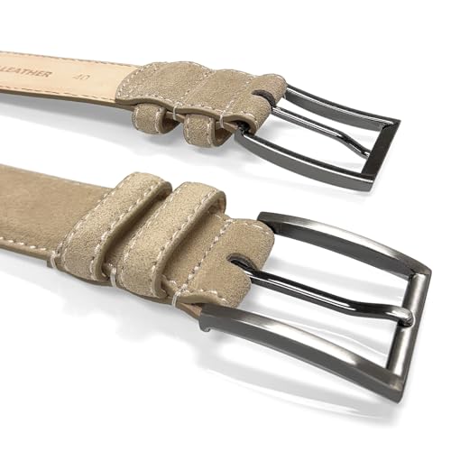 Image of Men's Belt Suede Full Leather Belt Casual Dress Leather Belt 1-3 /8 inch(35mm) Wide, Multi-Style Options