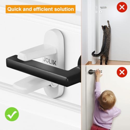 Jolik Improved Childproof Door Lever Lock(2 Pack)& Handles Premium Bonding Adhesive - door handle child proof - 4