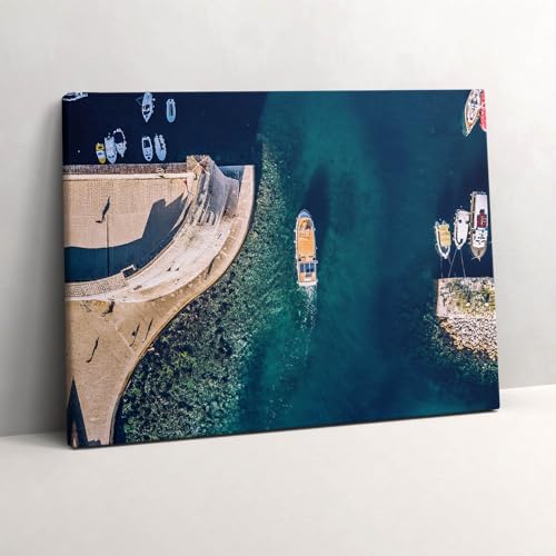 Tableau photo sur toile 80x60cm de voilier sur l'eau pour la décoration murale