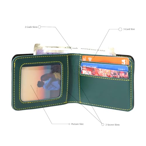 Image of Thebaegift Men's Personalized Wallet I Customized Slim Stylish Leather Purse with Name & Charm I Unique Birthday Anniversary Gift for Men Boy Love Husband Employees Clients (Olive Vegan)