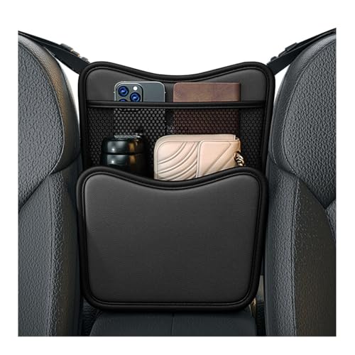 DXNQ Car Organizer Storage Between Seats, Leather Large Capacity Automobile Handbag Hanging Store Content Bag, Auto Console Organizer Holder for Snack Phone Document Storages, Car Accessories (Black)
