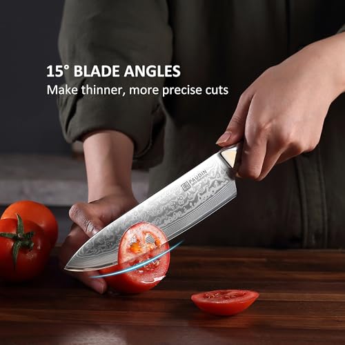 Image of PAUDIN Chef Knife 8 Inch, 67-Layer Japanese VG10 Steel Core Damascus Kitchen Knife, Razor Sharp Japanese Chef Knife with Ergonomic G10 Handle for Home, Restaurant