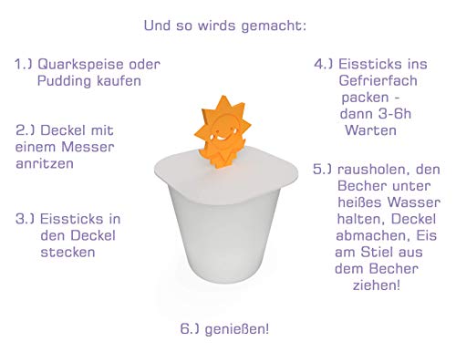 3DREAMS 10er Set Bio-Kunststoff Eisstiele Flowers - Ideal für selbstgemachtes Eis und Joghurt-Eis am Stiel - Blumen-Design, Wiederverwendbar und Leicht zu Handhaben